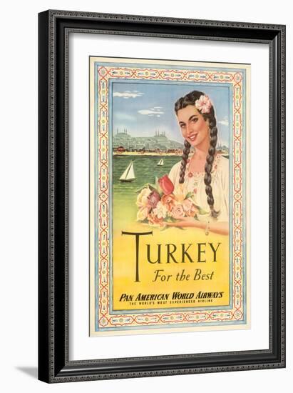 Turkey, For the Best - Pan American World Airways, Vintage Travel Poster, 1950s-Pacifica Island Art-Framed Art Print