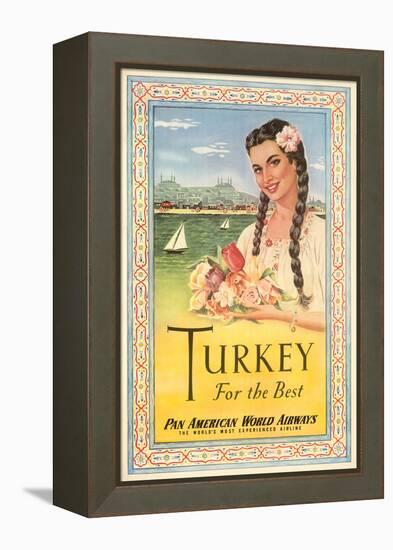 Turkey, For the Best - Pan American World Airways, Vintage Travel Poster, 1950s-Pacifica Island Art-Framed Stretched Canvas