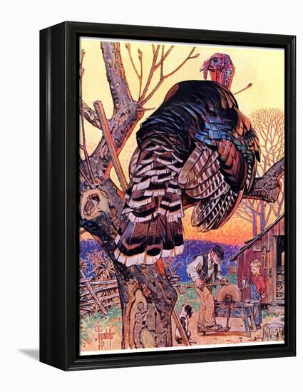 "Turkey in the Tree,"November 25, 1939-Joseph Christian Leyendecker-Framed Premier Image Canvas