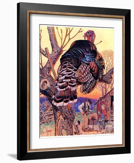 "Turkey in the Tree,"November 25, 1939-Joseph Christian Leyendecker-Framed Giclee Print