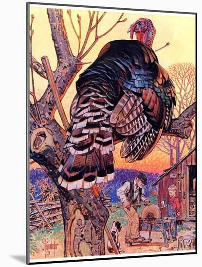 "Turkey in the Tree,"November 25, 1939-Joseph Christian Leyendecker-Mounted Giclee Print