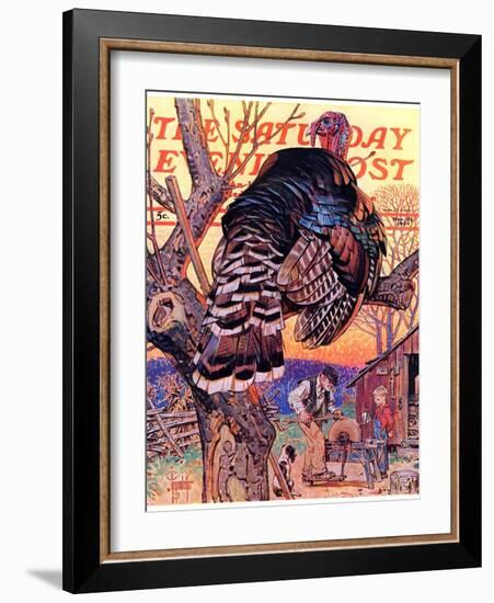 "Turkey in the Tree," Saturday Evening Post Cover, November 25, 1939-Joseph Christian Leyendecker-Framed Premium Giclee Print