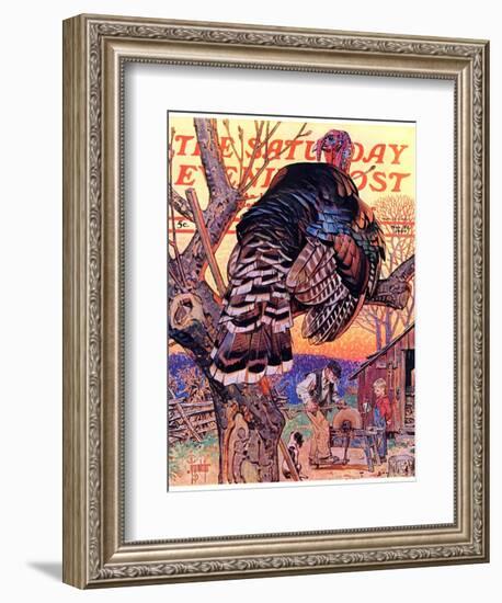 "Turkey in the Tree," Saturday Evening Post Cover, November 25, 1939-Joseph Christian Leyendecker-Framed Giclee Print