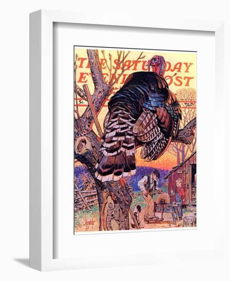 "Turkey in the Tree," Saturday Evening Post Cover, November 25, 1939-Joseph Christian Leyendecker-Framed Giclee Print