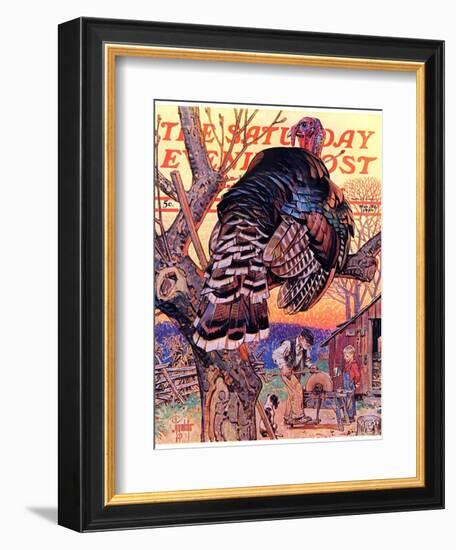 "Turkey in the Tree," Saturday Evening Post Cover, November 25, 1939-Joseph Christian Leyendecker-Framed Giclee Print