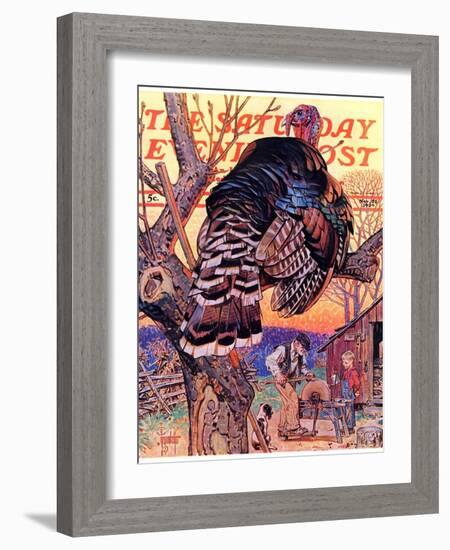 "Turkey in the Tree," Saturday Evening Post Cover, November 25, 1939-Joseph Christian Leyendecker-Framed Giclee Print