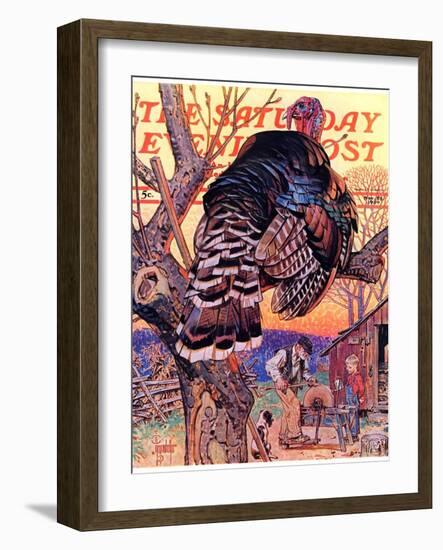 "Turkey in the Tree," Saturday Evening Post Cover, November 25, 1939-Joseph Christian Leyendecker-Framed Giclee Print