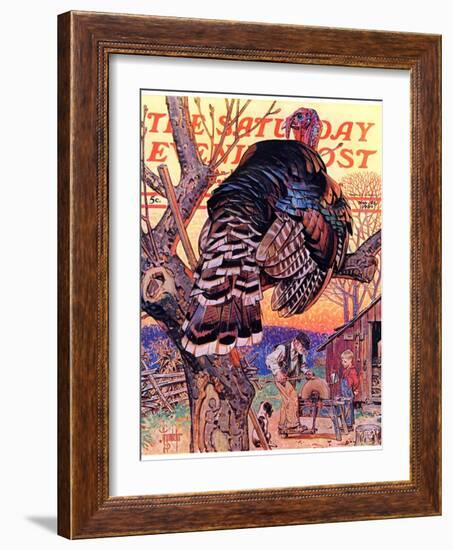 "Turkey in the Tree," Saturday Evening Post Cover, November 25, 1939-Joseph Christian Leyendecker-Framed Giclee Print