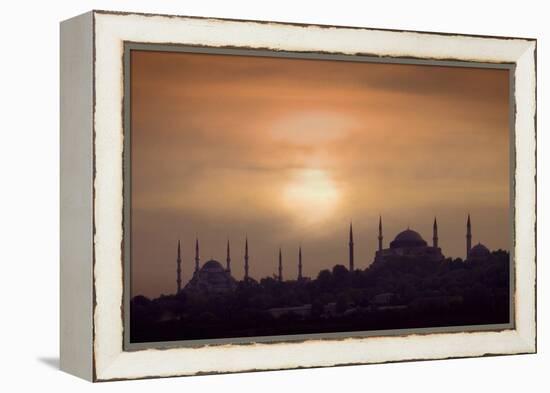 Turkey, Istanbul, Blue Mosque and Hagia Sophia, Sunset-Daryl Benson-Framed Premier Image Canvas