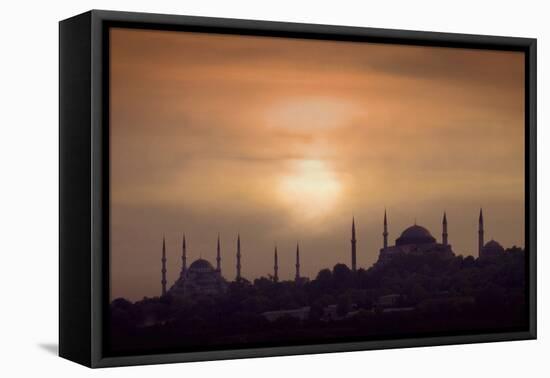 Turkey, Istanbul, Blue Mosque and Hagia Sophia, Sunset-Daryl Benson-Framed Premier Image Canvas