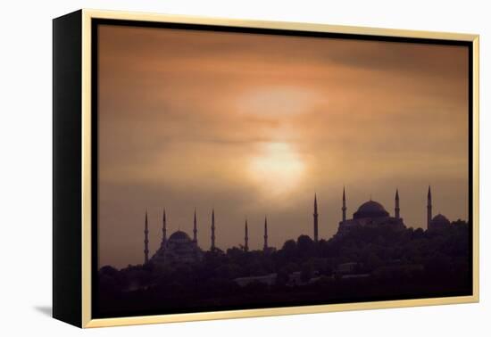 Turkey, Istanbul, Blue Mosque and Hagia Sophia, Sunset-Daryl Benson-Framed Premier Image Canvas