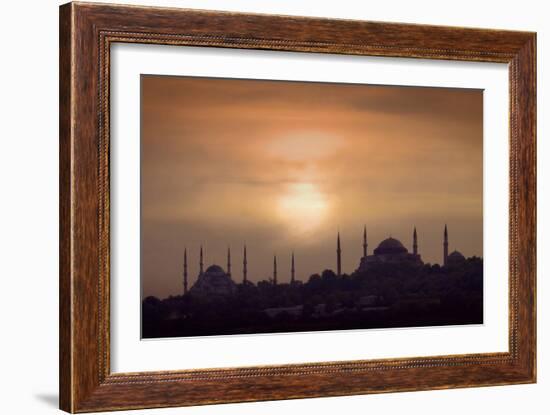 Turkey, Istanbul, Blue Mosque and Hagia Sophia, Sunset-Daryl Benson-Framed Photographic Print