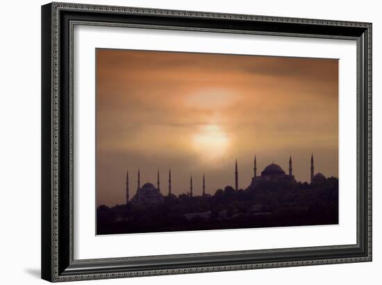 Turkey, Istanbul, Blue Mosque and Hagia Sophia, Sunset-Daryl Benson-Framed Photographic Print