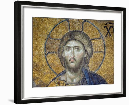 Turkey, Istanbul, Hagia Sophia; Detail from the Deesis Mosaic-Nick Laing-Framed Photographic Print