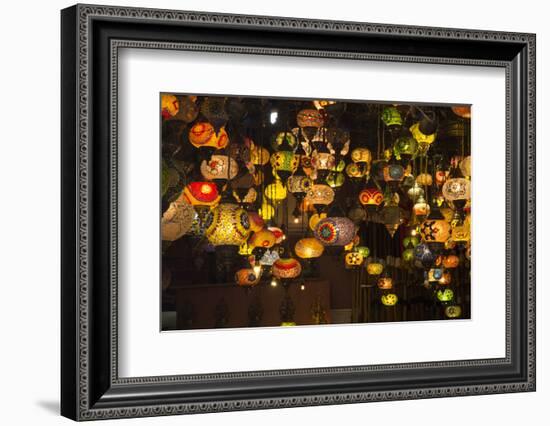 Turkey, Istanbul. Lighting Store, Featuring Mosaic Glass Lamps in the Grand Bazaar-Emily Wilson-Framed Photographic Print