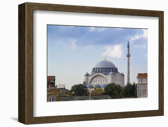 Turkey, Istanbul. the Mihrimah Sultan Mosque Near the Byzantine Land Walls of Istanbul, Turkey-Emily Wilson-Framed Photographic Print