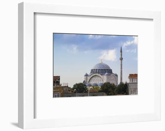 Turkey, Istanbul. the Mihrimah Sultan Mosque Near the Byzantine Land Walls of Istanbul, Turkey-Emily Wilson-Framed Photographic Print