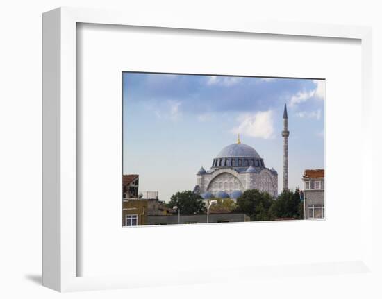 Turkey, Istanbul. the Mihrimah Sultan Mosque Near the Byzantine Land Walls of Istanbul, Turkey-Emily Wilson-Framed Photographic Print