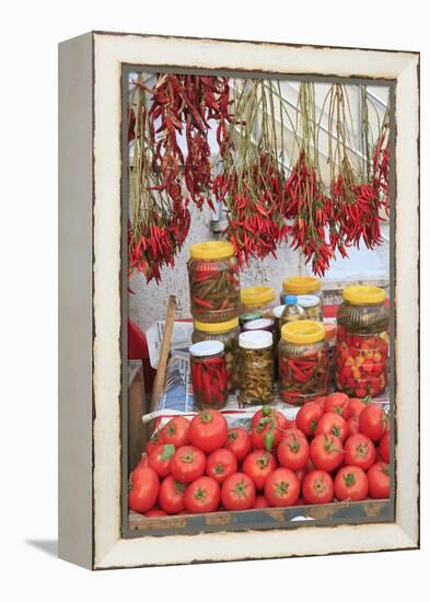 Turkey, Izmir, Kusadasi. Local market, red peppers and tomatoes.-Emily Wilson-Framed Premier Image Canvas