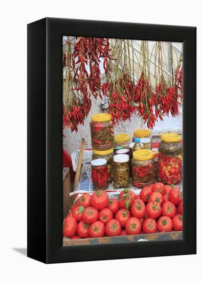 Turkey, Izmir, Kusadasi. Local market, red peppers and tomatoes.-Emily Wilson-Framed Premier Image Canvas