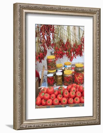 Turkey, Izmir, Kusadasi. Local market, red peppers and tomatoes.-Emily Wilson-Framed Photographic Print