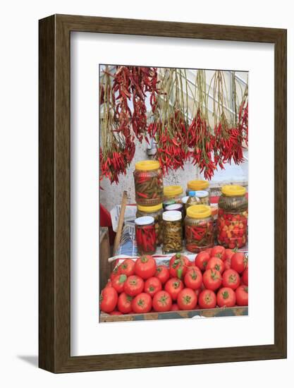 Turkey, Izmir, Kusadasi. Local market, red peppers and tomatoes.-Emily Wilson-Framed Photographic Print