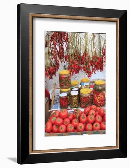 Turkey, Izmir, Kusadasi. Local market, red peppers and tomatoes.-Emily Wilson-Framed Photographic Print