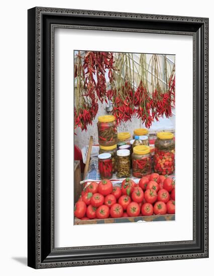 Turkey, Izmir, Kusadasi. Local market, red peppers and tomatoes.-Emily Wilson-Framed Photographic Print