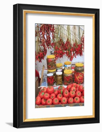 Turkey, Izmir, Kusadasi. Local market, red peppers and tomatoes.-Emily Wilson-Framed Photographic Print