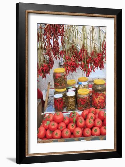 Turkey, Izmir, Kusadasi. Local market, red peppers and tomatoes.-Emily Wilson-Framed Photographic Print