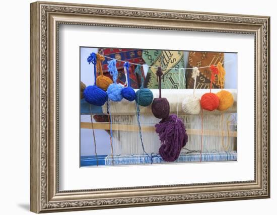 Turkey, Izmir, Selcuk, weaving loom with balls of wool or yarn.-Emily Wilson-Framed Photographic Print