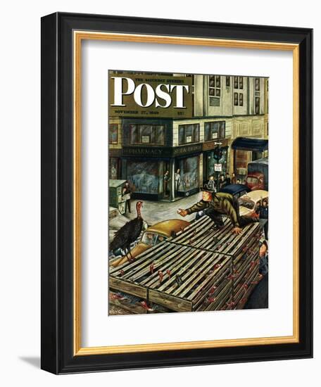 "Turkey Loose Atop Truck," Saturday Evening Post Cover, November 27, 1948-Constantin Alajalov-Framed Giclee Print