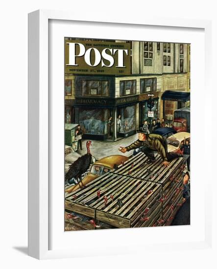 "Turkey Loose Atop Truck," Saturday Evening Post Cover, November 27, 1948-Constantin Alajalov-Framed Giclee Print