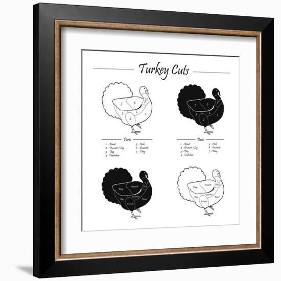 TURKEY MASCULINE CUTS SCHEME - B&W-ONiONAstudio-Framed Art Print