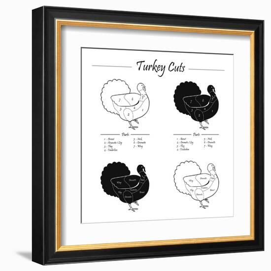 TURKEY MASCULINE CUTS SCHEME - B&W-ONiONAstudio-Framed Art Print