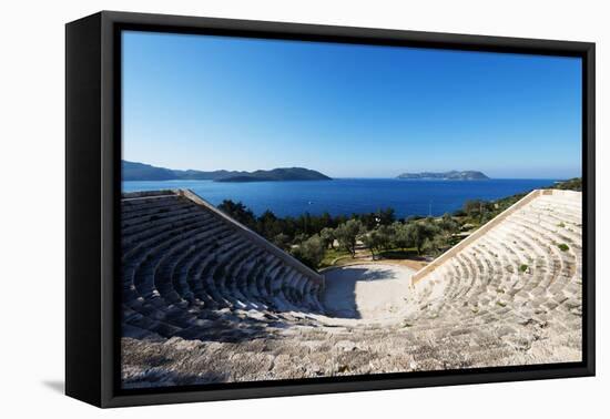 Turkey, Mediterranean Region, Turquoise Coast, Lycia, Kas, Antiphellos Ruins, Lycian Amphitheatre-Christian Kober-Framed Premier Image Canvas