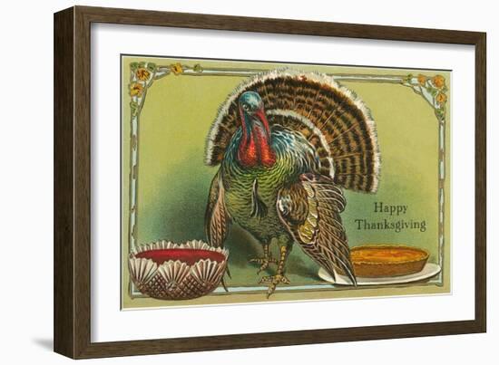 Turkey with Punch and Pumpkin Pie-null-Framed Art Print