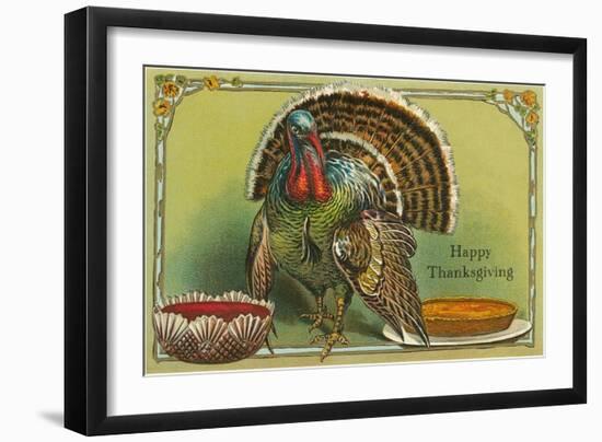 Turkey with Punch and Pumpkin Pie-null-Framed Art Print