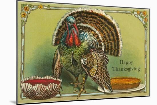 Turkey with Punch and Pumpkin Pie-null-Mounted Art Print