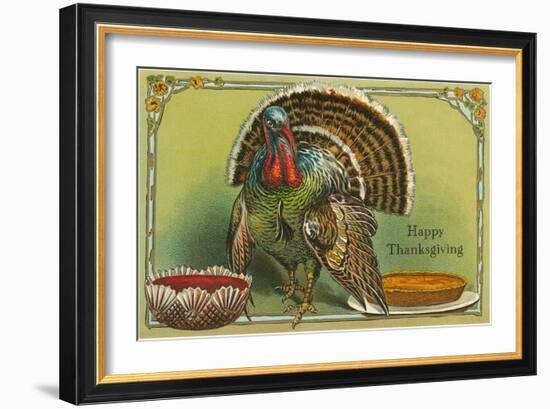 Turkey with Punch and Pumpkin Pie-null-Framed Art Print