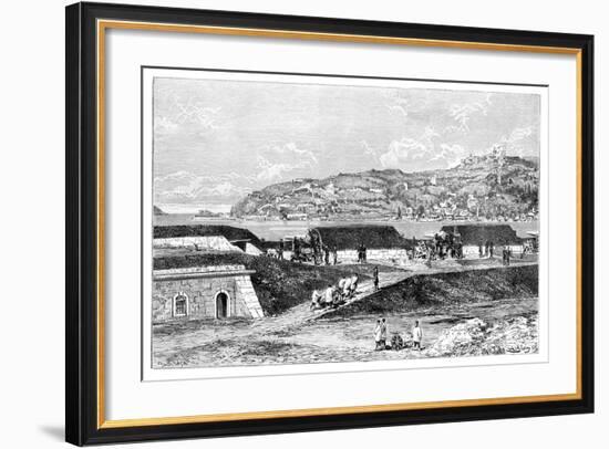 Turkish Batteries and the Entrance to the Bosphorus at the Black Sea, Turkey, 1895-null-Framed Giclee Print