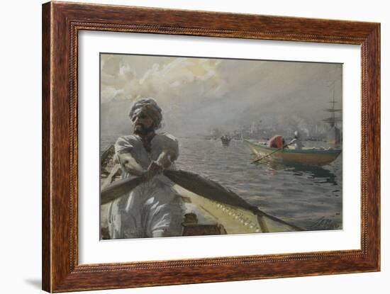 Turkish Boatman in the Constantinople Harbour, 1886 (W/C on Paper)-Anders Leonard Zorn-Framed Giclee Print