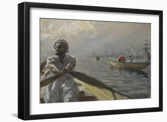 Turkish Boatman in the Constantinople Harbour, 1886 (W/C on Paper)-Anders Leonard Zorn-Framed Giclee Print