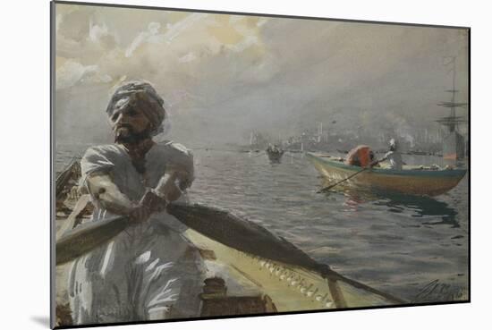 Turkish Boatman in the Constantinople Harbour, 1886 (W/C on Paper)-Anders Leonard Zorn-Mounted Giclee Print