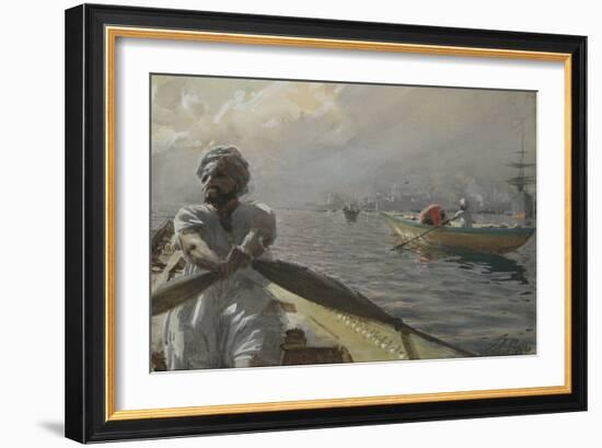 Turkish Boatman in the Constantinople Harbour, 1886 (W/C on Paper)-Anders Leonard Zorn-Framed Giclee Print