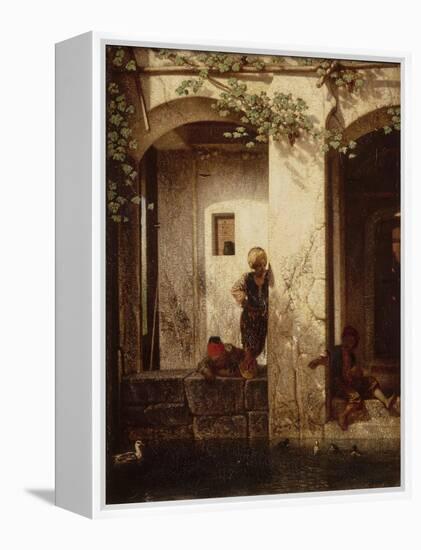 Turkish Children at a Fountain, 1846-Alexandre Gabriel Decamps-Framed Premier Image Canvas