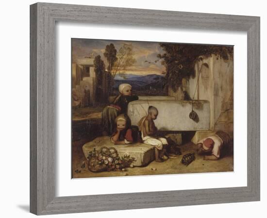 Turkish Children Playing with a Turtle (Souvenir De La Turquie D'Asi)-Alexandre Gabriel Decamps-Framed Giclee Print