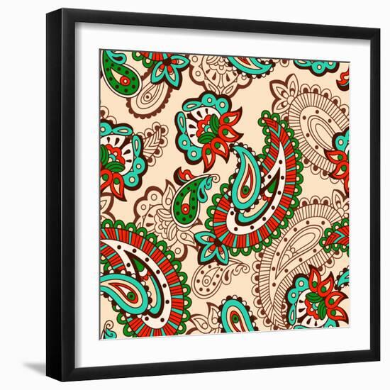 Turkish Cucumber Seamless Pattern Beige Style-dNaya-Framed Premium Giclee Print