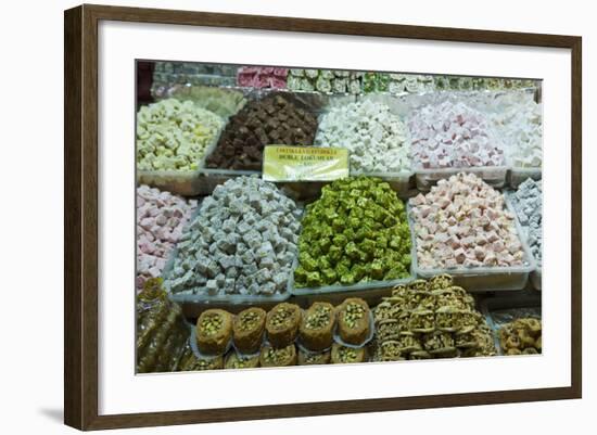 Turkish Delight and Baklava for Sale in Spice Bazaar, Istanbul, Turkey, Western Asia-Martin Child-Framed Photographic Print