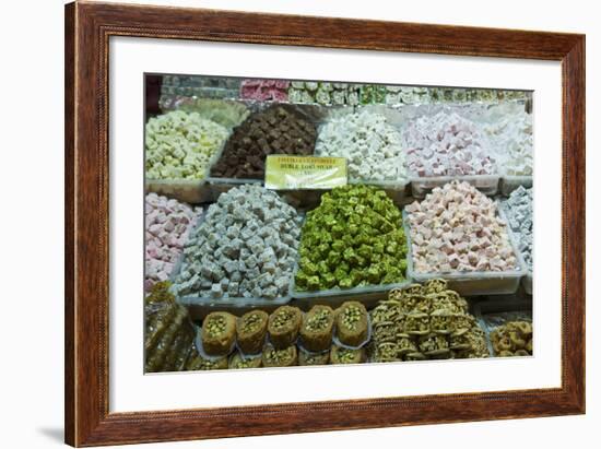 Turkish Delight and Baklava for Sale in Spice Bazaar, Istanbul, Turkey, Western Asia-Martin Child-Framed Photographic Print